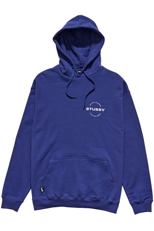 Stussy Mens City Circle Hoodie Navy - ZJWGT9581